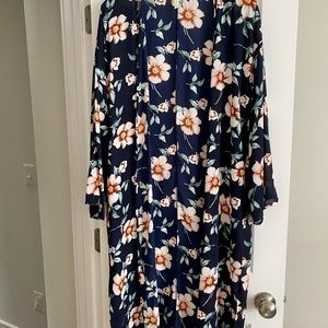 Navy floral chiffon cover up